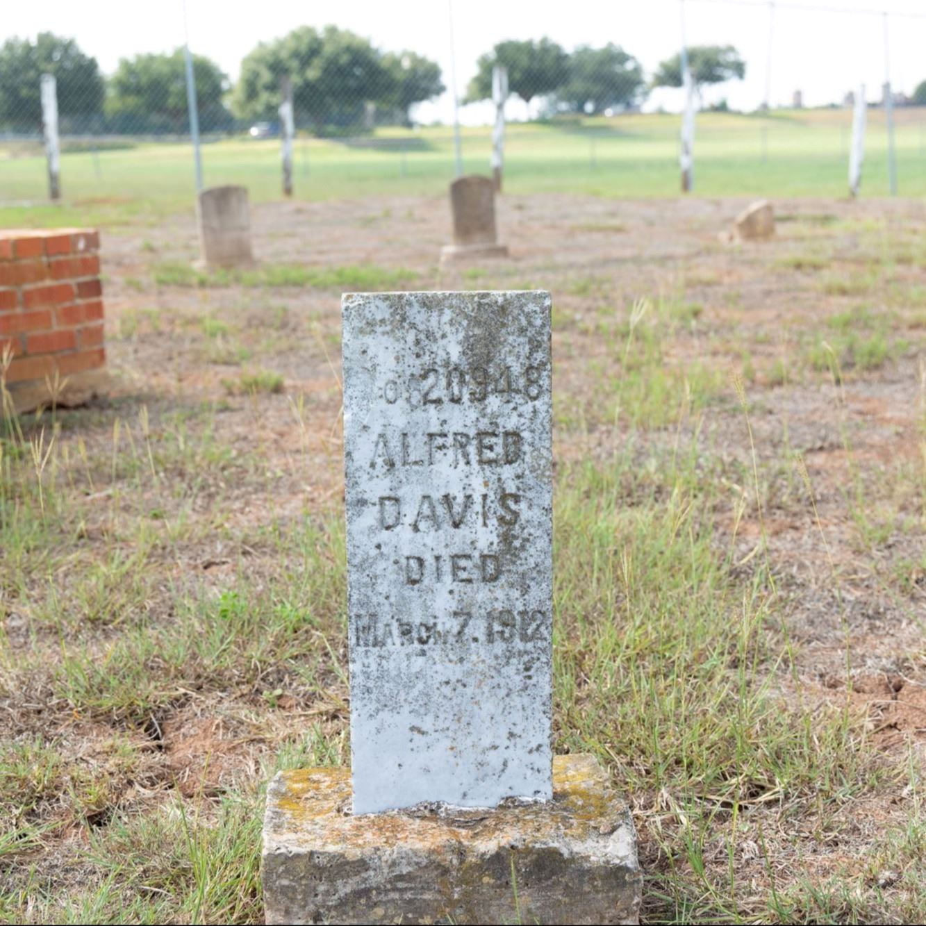 Pre-Restoration of Alfred Davis's gravestone in 2023