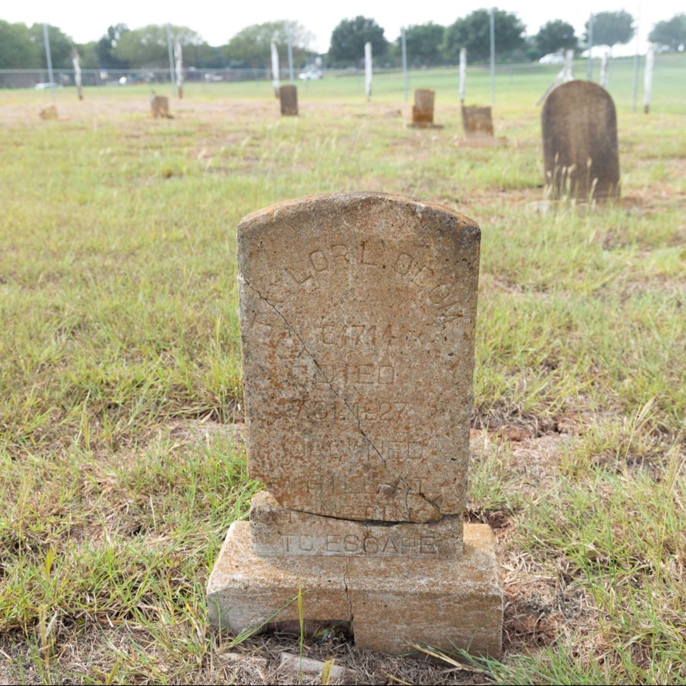 Pre-Restoration of Taylor L. Odom's gravestone in 2023